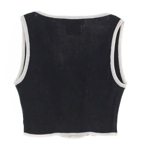 シャネル CHANEL クロップド チビ丈 リブニット トップス ベスト 95P