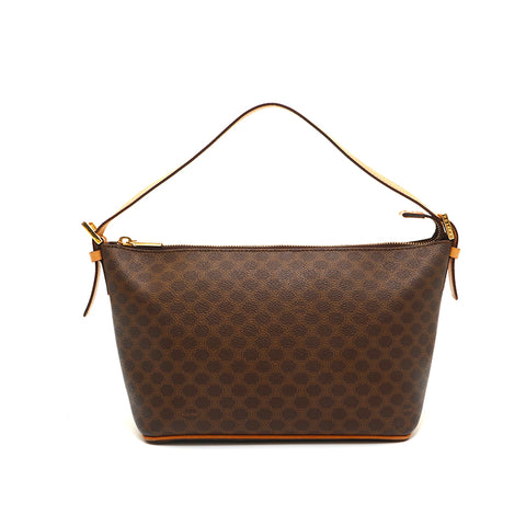 セリーヌ CELINE マカダム レザー ワン ハンドバッグ ブラウン P14231