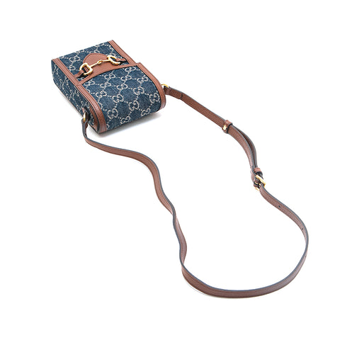 グッチ GUCCI GGデニム ホースビット ミニ ショルダーバッグ ブルー
