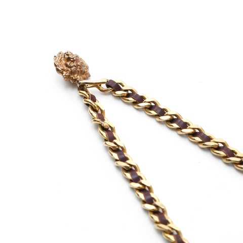 シャネル CHANEL ライオン チェーンレザー ベルト ブラウン P13373