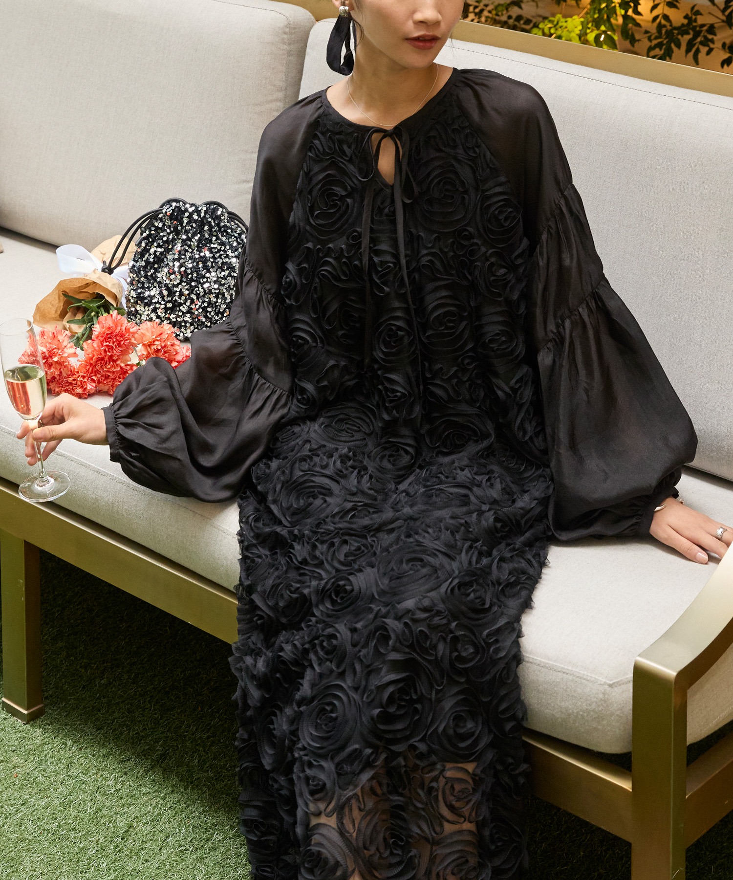 forksy.】【オケージョン対応】フラワーモチーフシアーバルーン