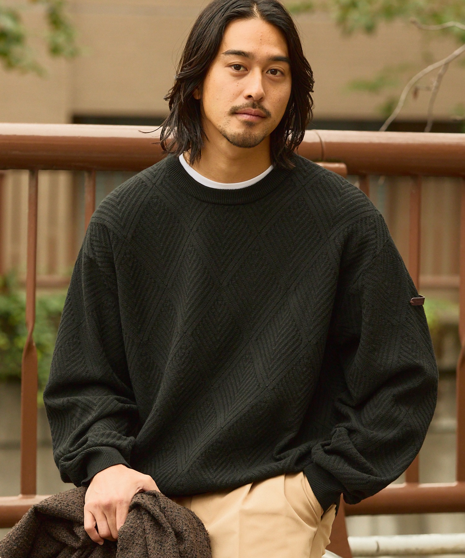 ジオメトリック クルーネックニット アーガイル / ボーダー【THE CRAFT