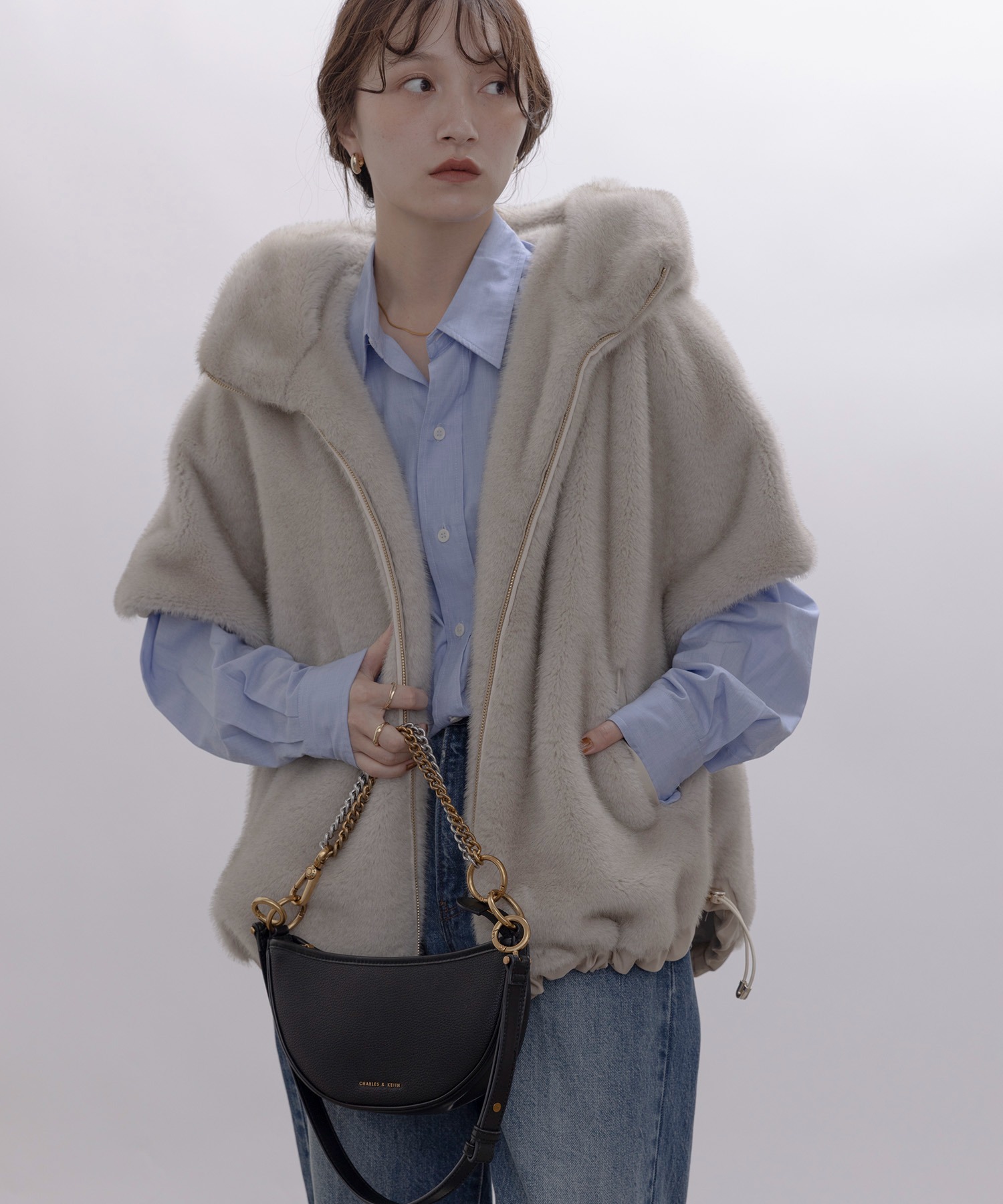 ミンクファー フーディドロスト ベストコート Eimee Law│Eimee Law