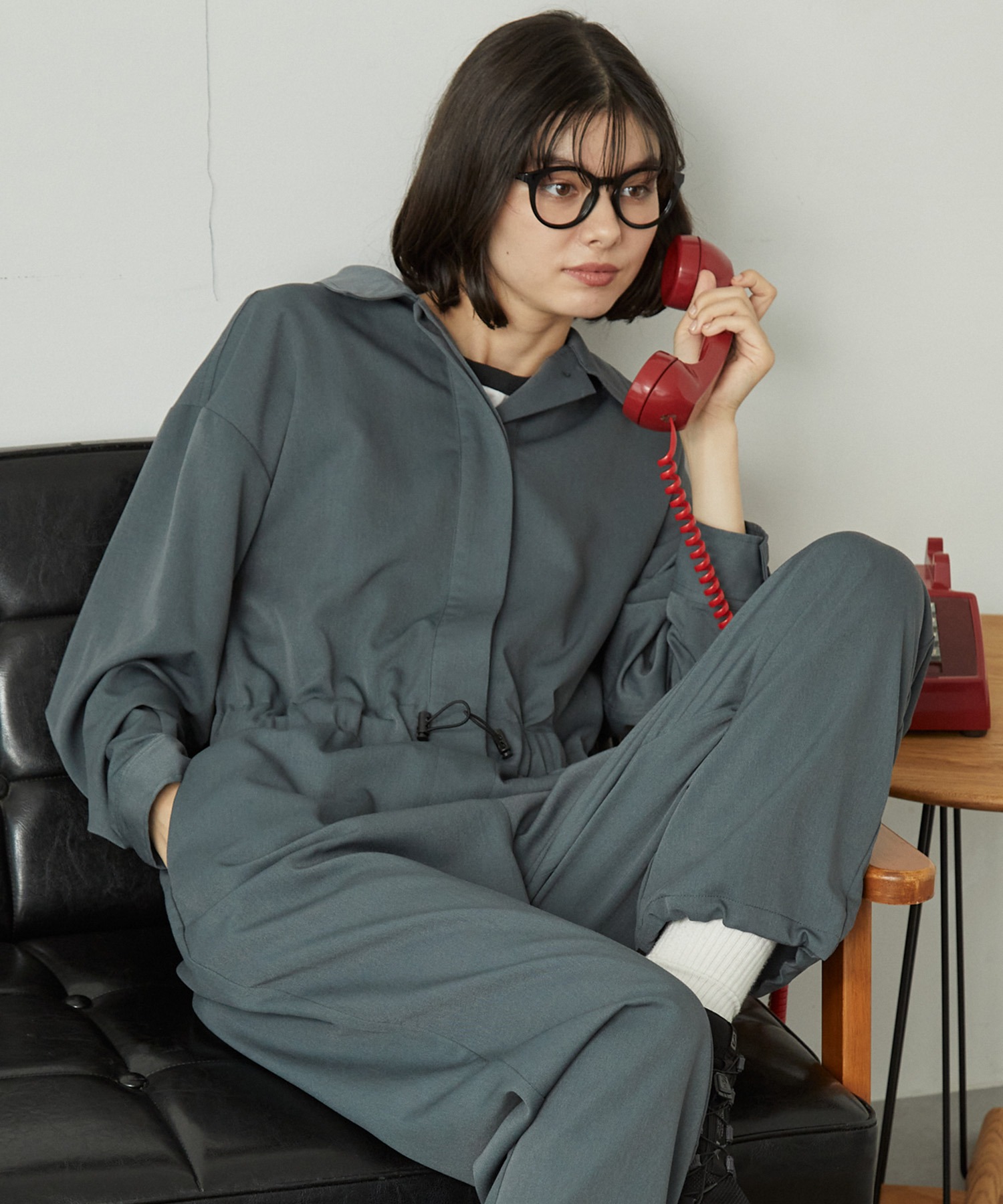 比翼デザイン ドローコード付きジャンプスーツ MONO-MART LADY'S│MONO