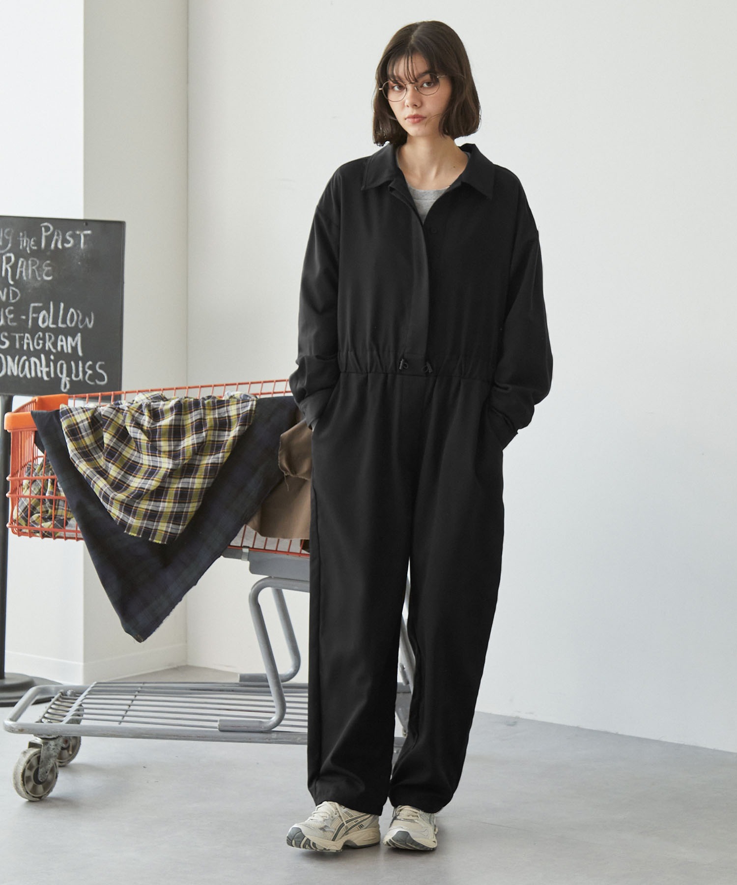 比翼デザイン ドローコード付きジャンプスーツ MONO-MART LADY'S│MONO