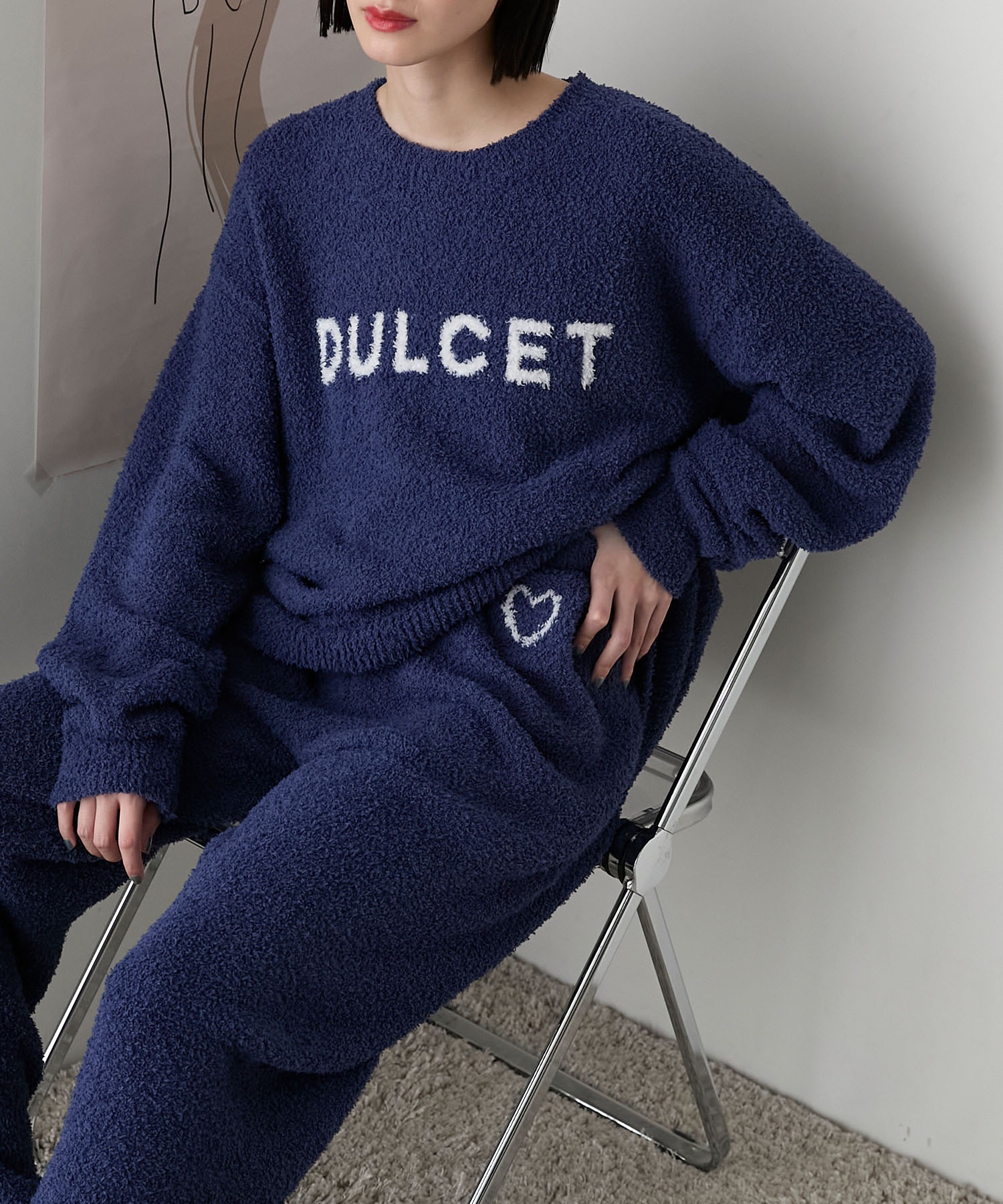 forksy.】ルームウェア ロゴジャガードプルオーバー＆ロングパンツ