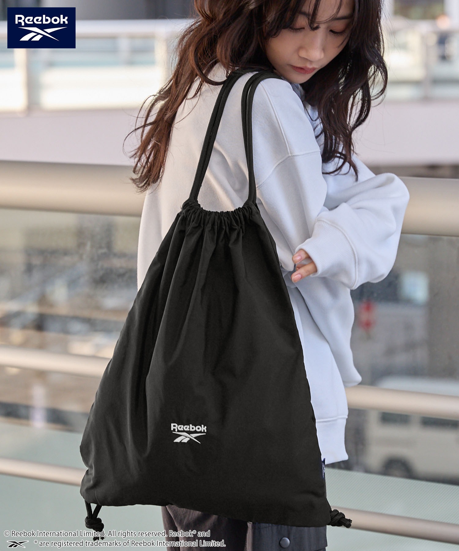 Reebok/リーボック 別注 ロゴ刺繍 ナイロンナップサック MONO-MART