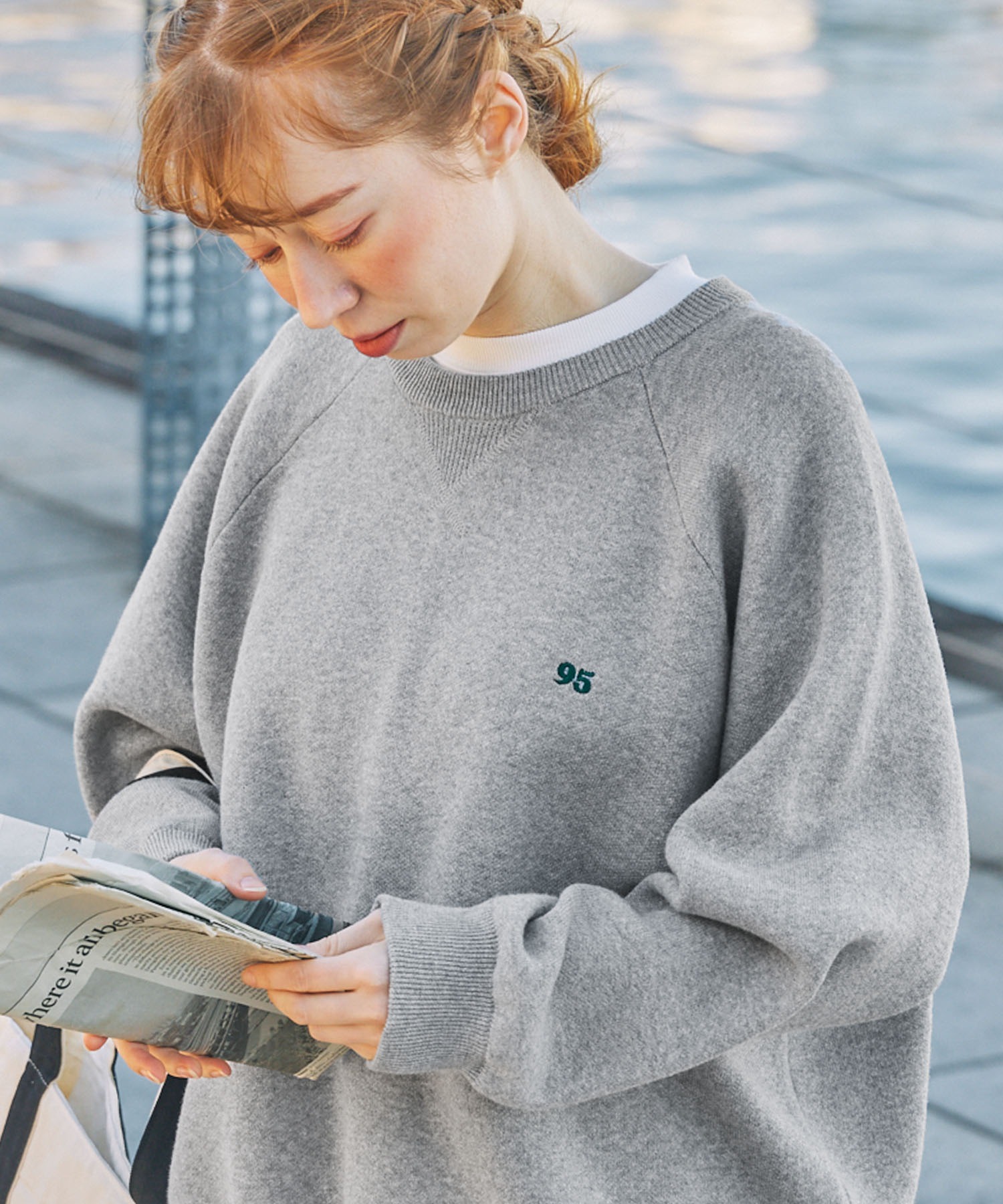 ナンバリング刺繍 ウォッシャブル スウェットライク ビッグニット MONO