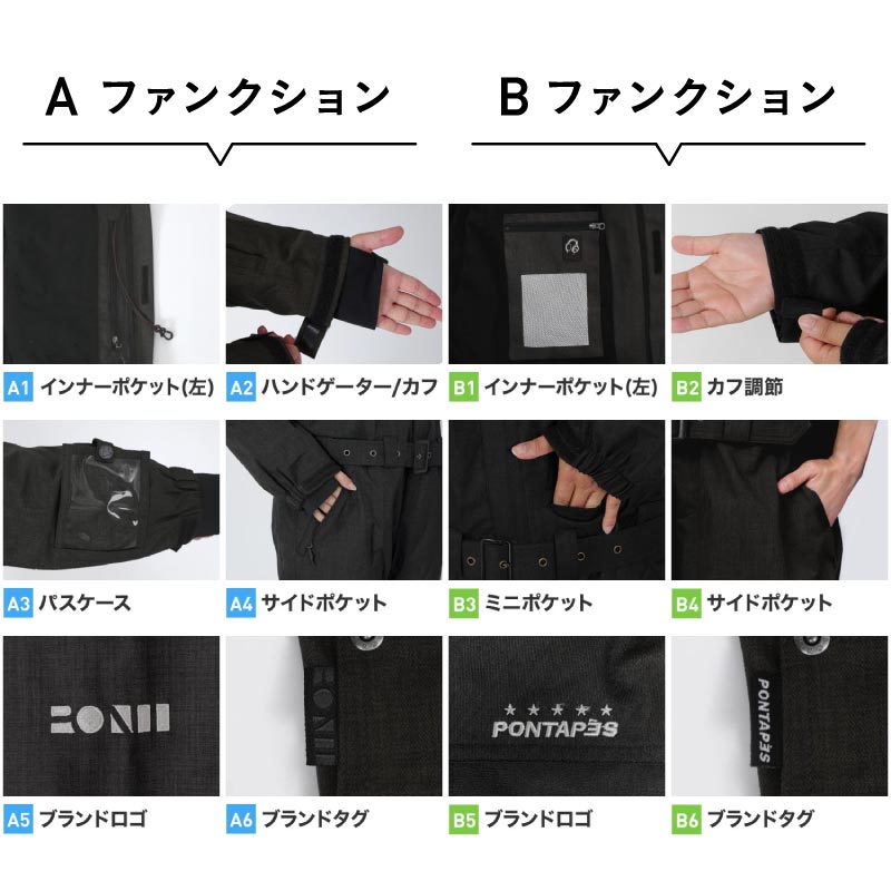 PONTAPES(ポンタぺス) スノーボード ウェア つなぎ メンズ レディース