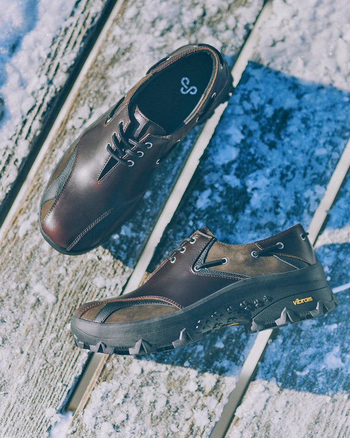 OAO OFFICIAL ONLINE STOR】SHELL | Leather Nylon Sneaker Black Gray