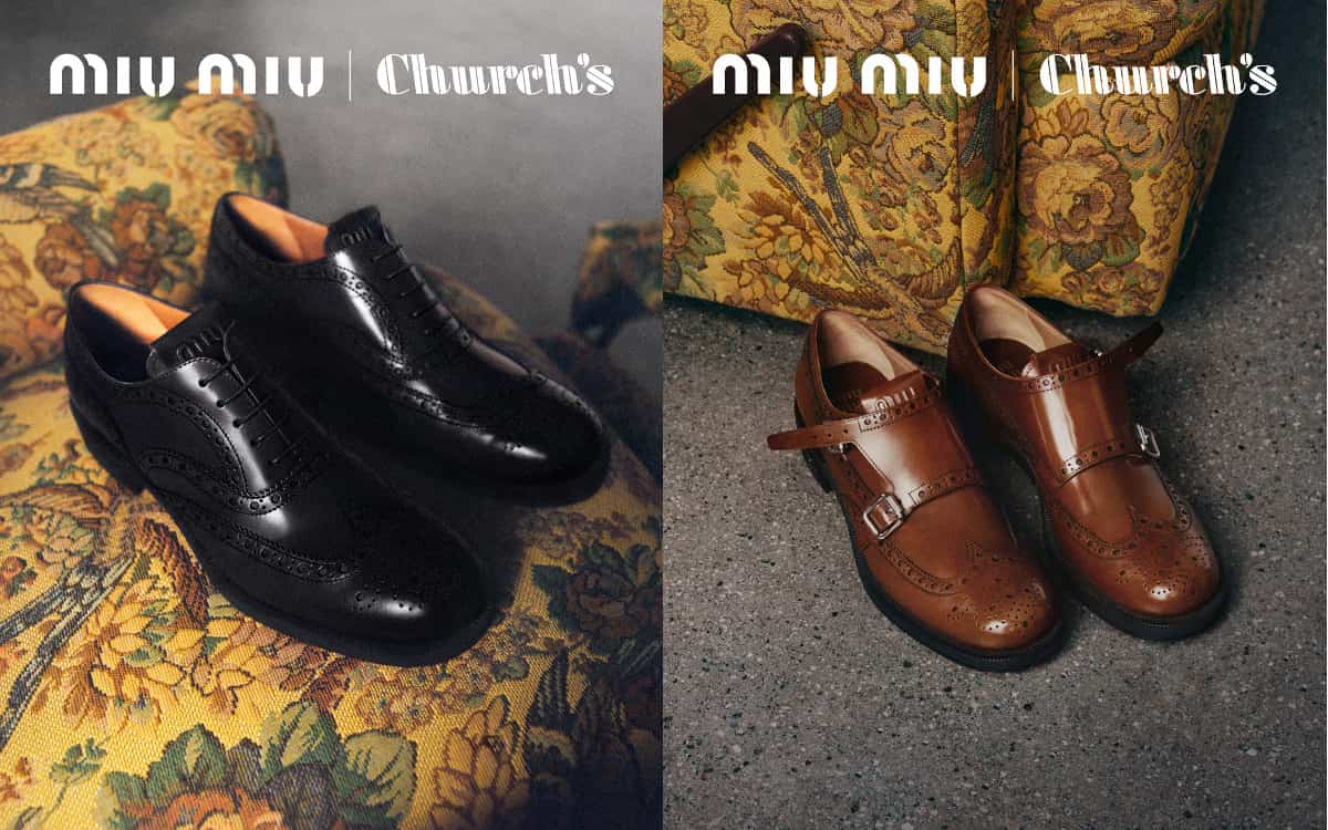 チャーチ×ミュウミュウ」コラボシューズ、丸みあるフォルムのレース