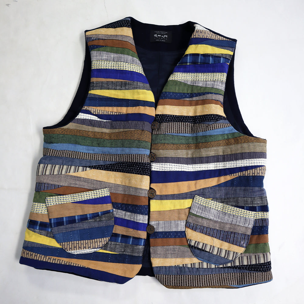 儀右ヱ門 ギエモン ぎえもん 久留米絣 ベスト オ687 日本製 【2025