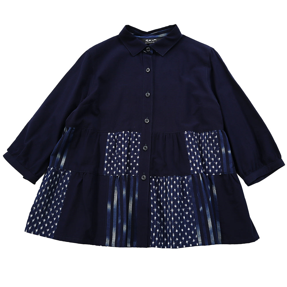 儀右ヱ門 ギエモン ぎえもん 久留米絣パッチブラウス コ567 日本製【as