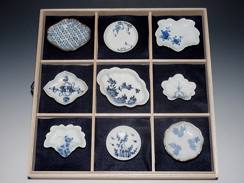 古伊万里 染付 小皿豆皿 9枚 一揃え【江戸中期～後期】 ｜ 古陶磁