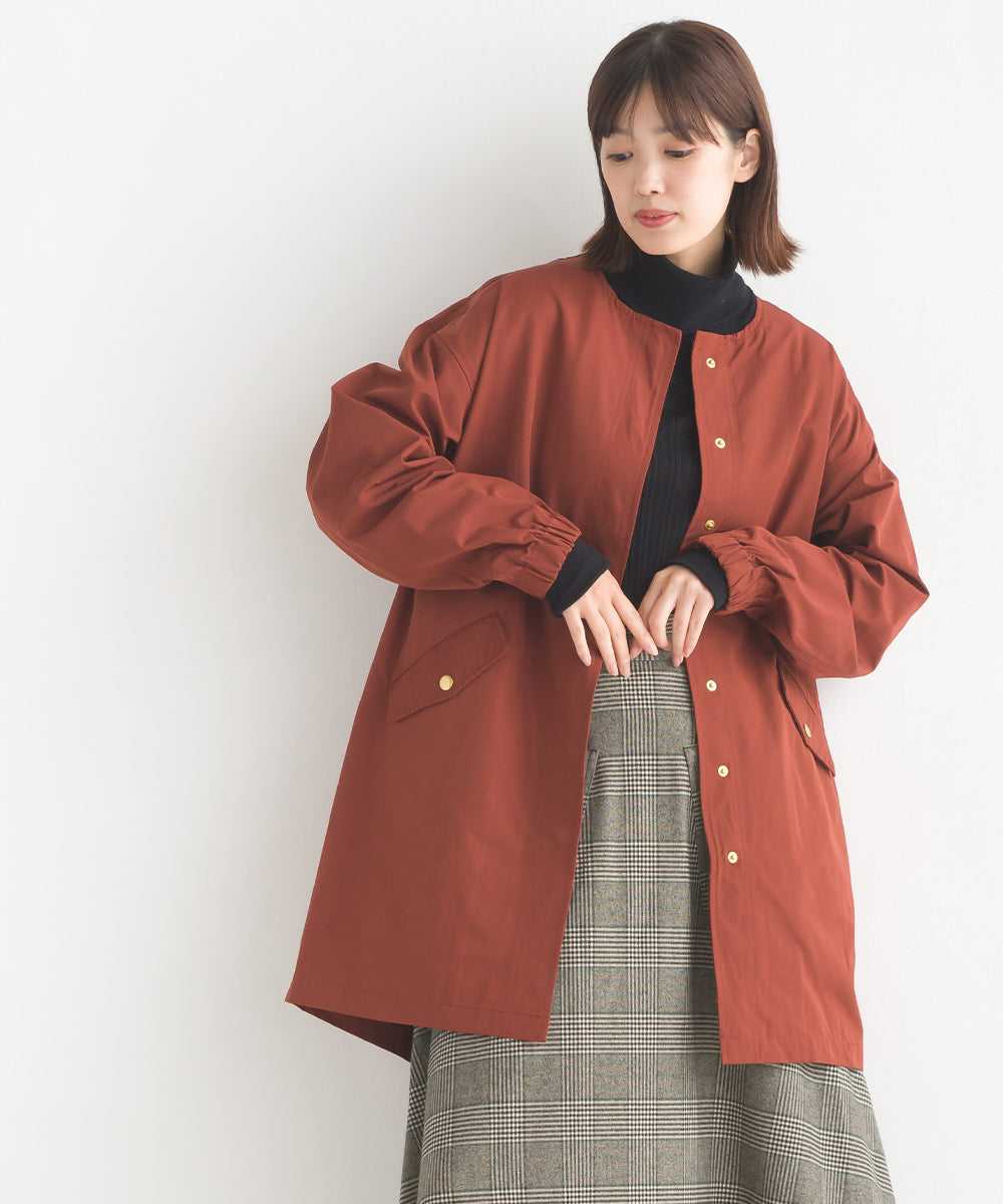 OMNES】撥水加工フィッシュテール ノーカラーコート【7122-7115】