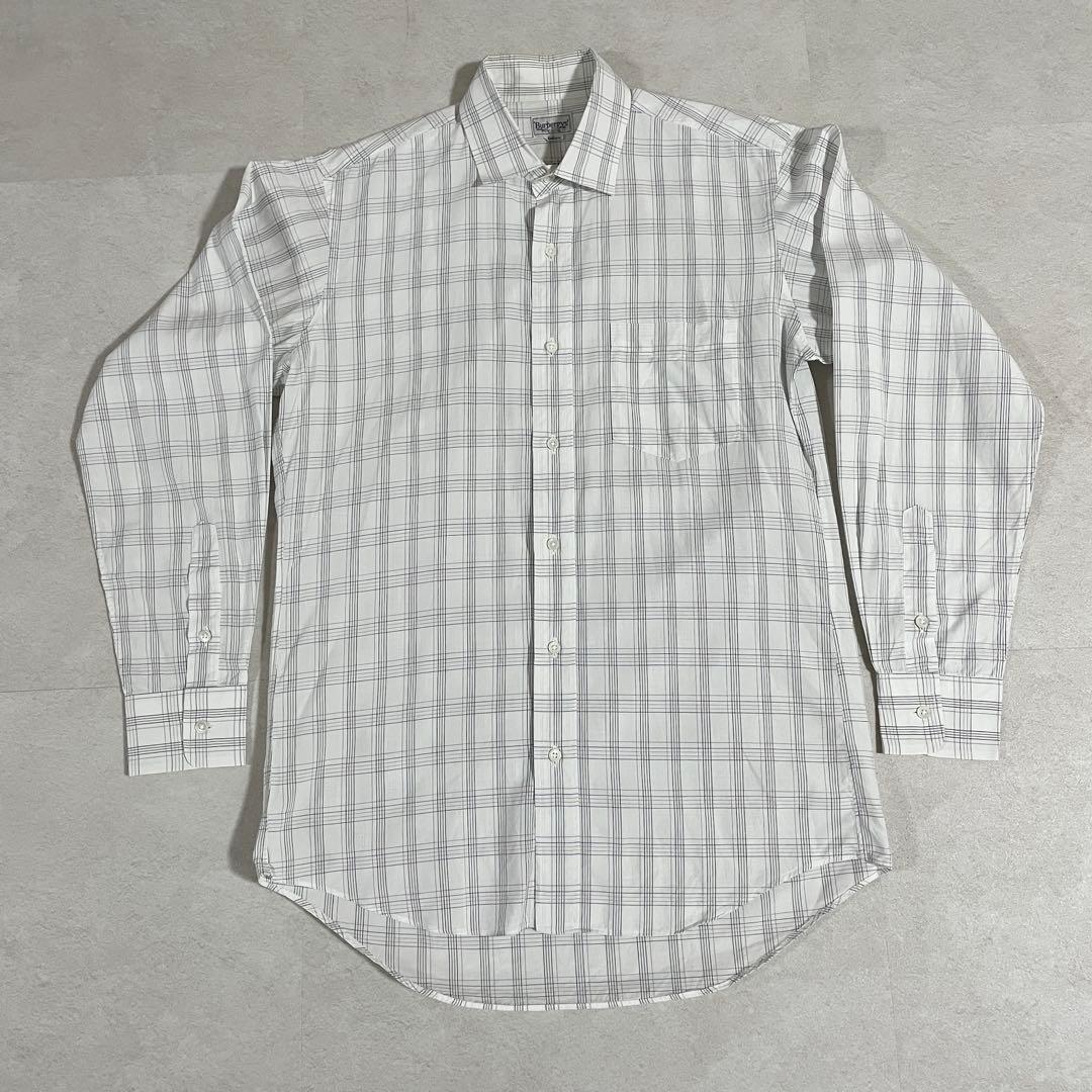 90s BURBERRY 長袖シャツ チェック柄 Mサイズ ホワイト – OMNISTYLE