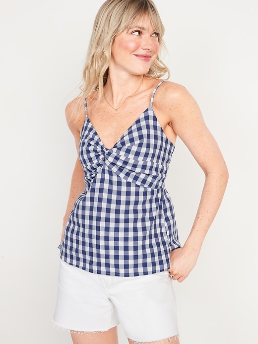 Fitted Gingham Twist-Front Cami Top | Old Navy