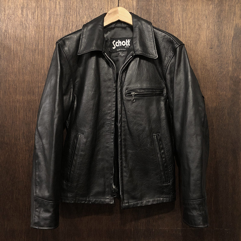Schott 659 Sports Type Single Leather Jacket Black Old Rare Model