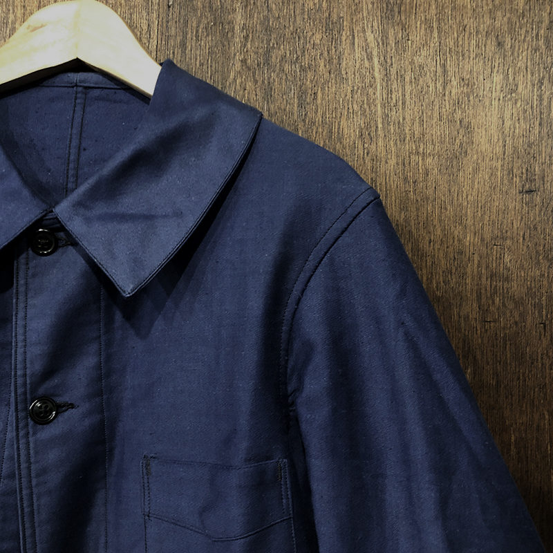 Labor Vetements de Travail Blue Moleskin Work Jacket V-hem pocket