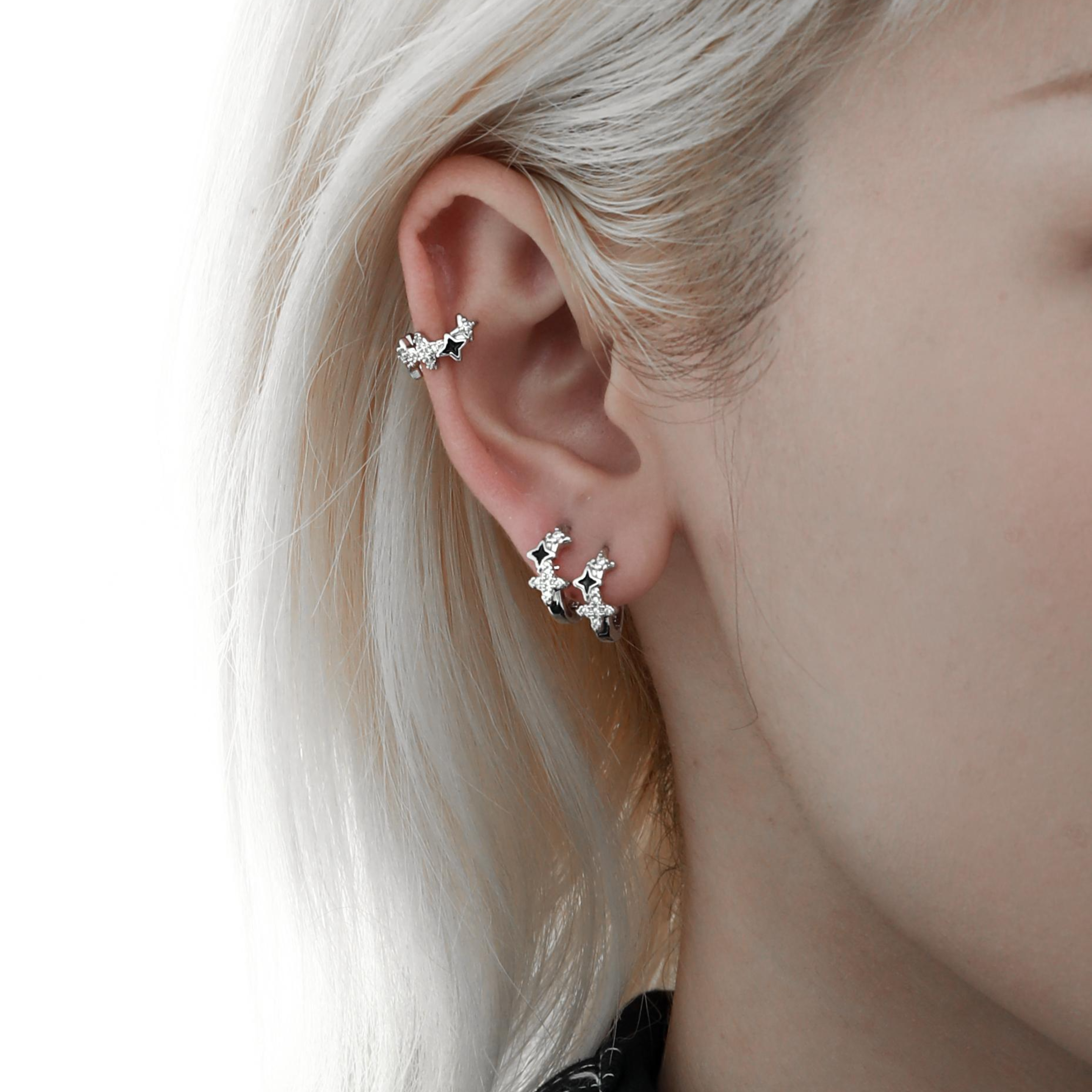 S925 STAR PIERCE&EAR CUFF SET