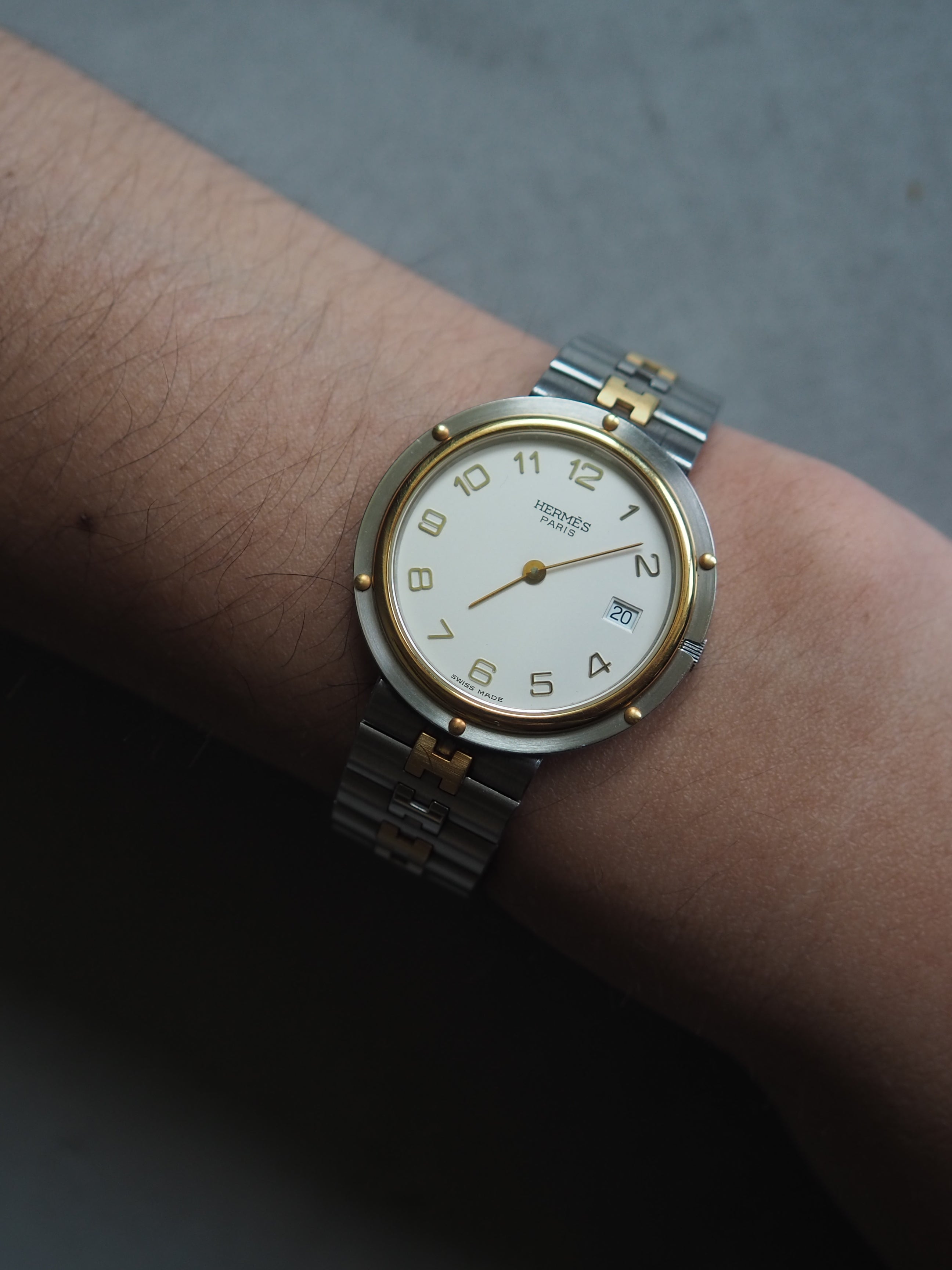 HERMES エルメス オリンピア ウォッチ 腕時計 メンズ コンビ シルバー