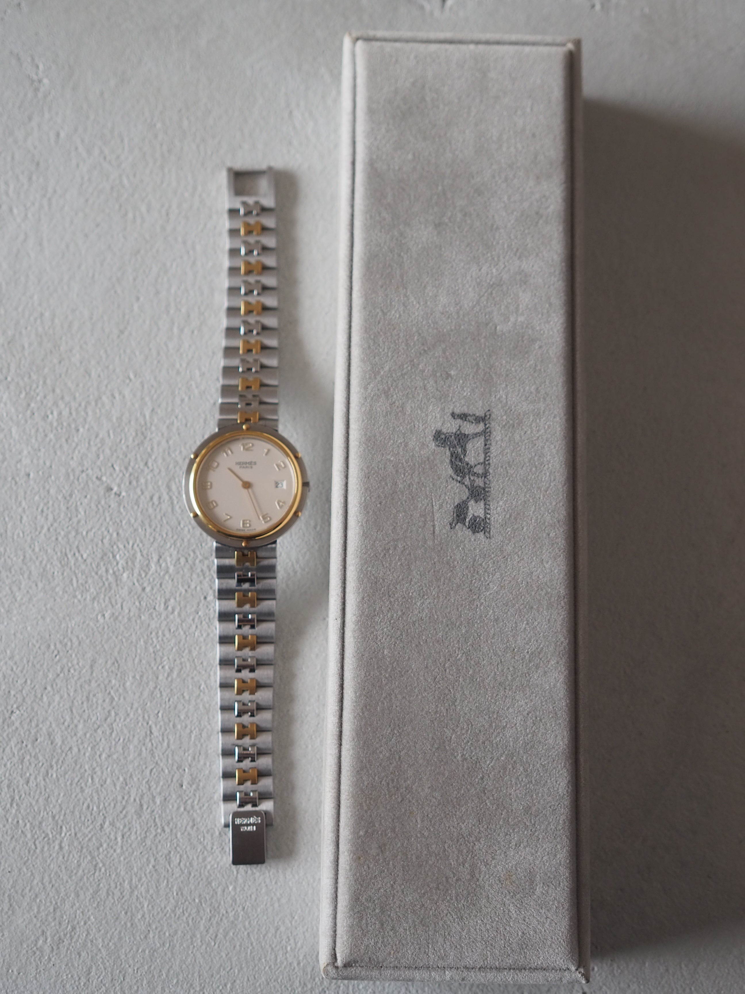 HERMES エルメス オリンピア ウォッチ 腕時計 メンズ コンビ シルバー