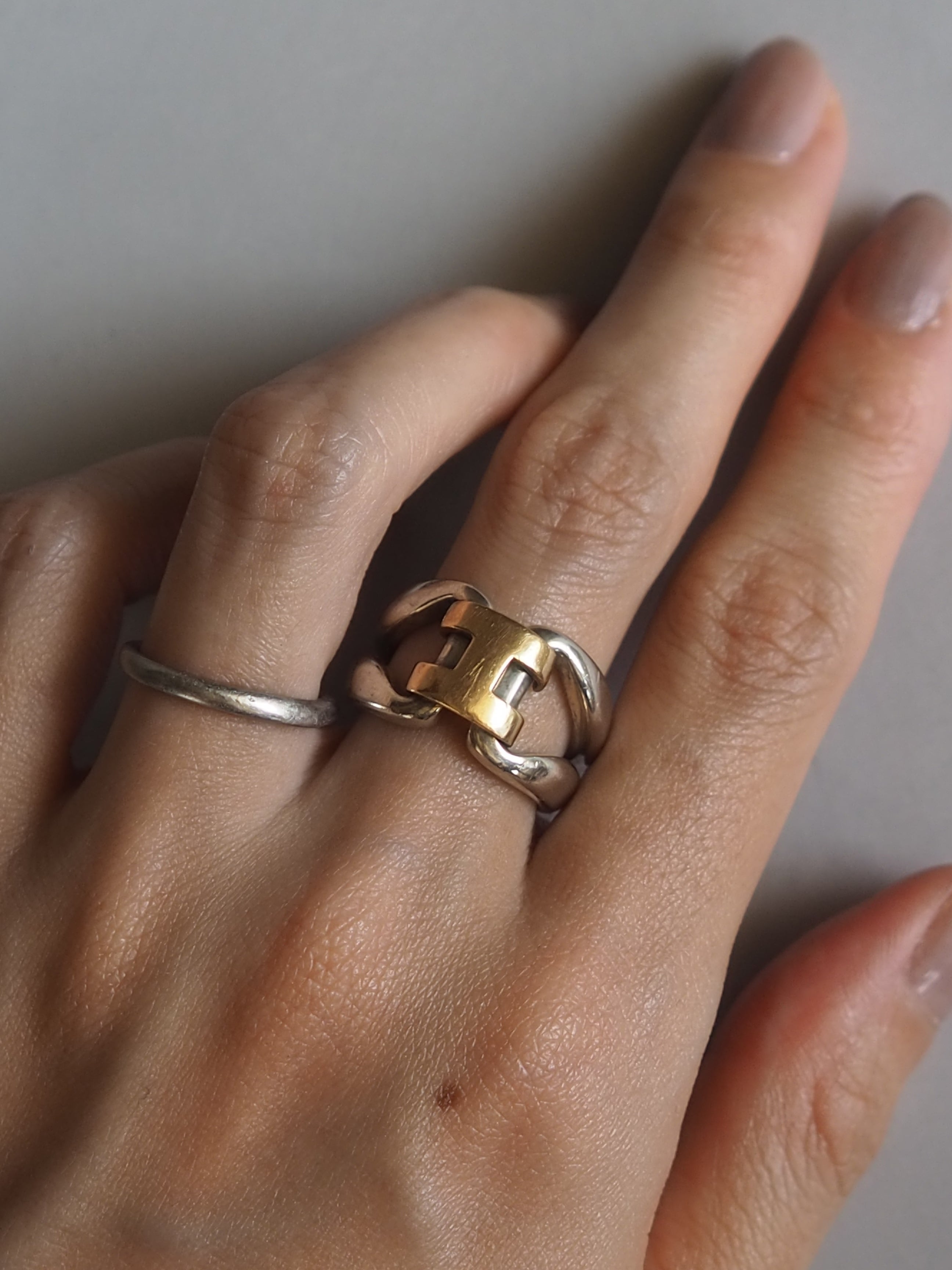 VINTAGE HERMES ヴィンテージ エルメス ヒストリー リング コンビ 52 9