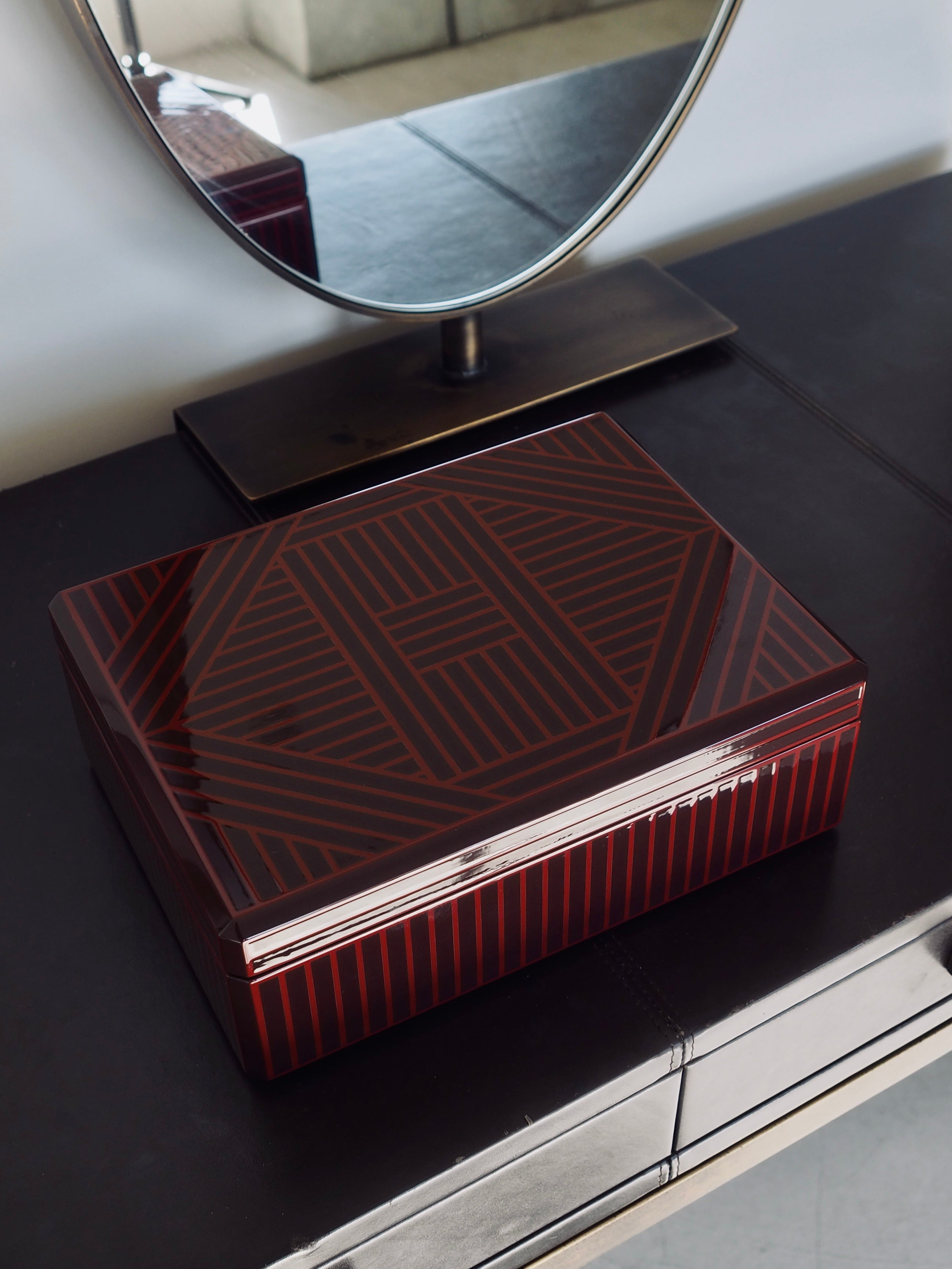 HERMES エルメス ジュエリーボックス ウッド ラッカー Hリュバン ユニ