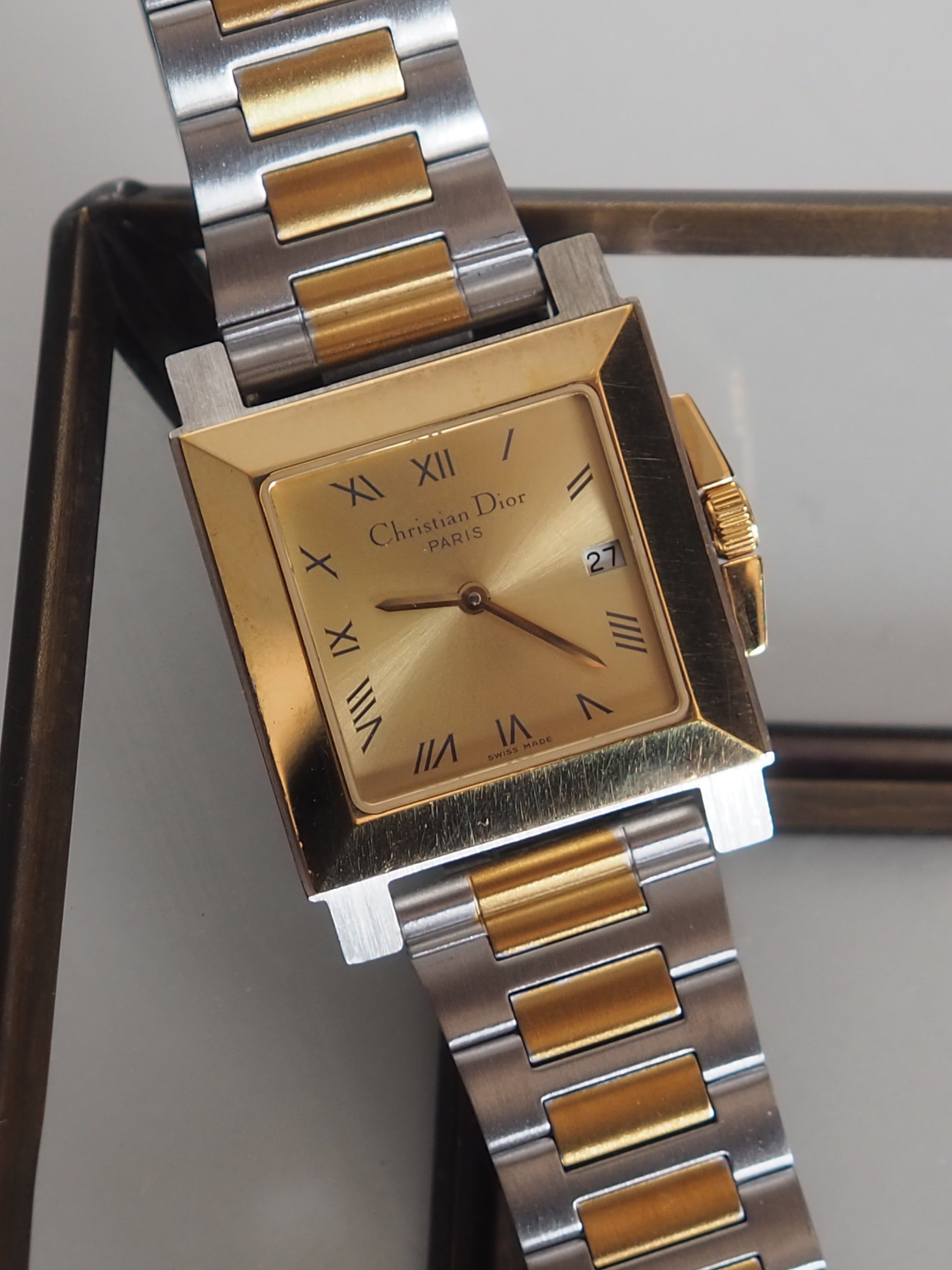 Christian Dior ディオール スクエア ウォッチ 腕時計 コンビ メンズ