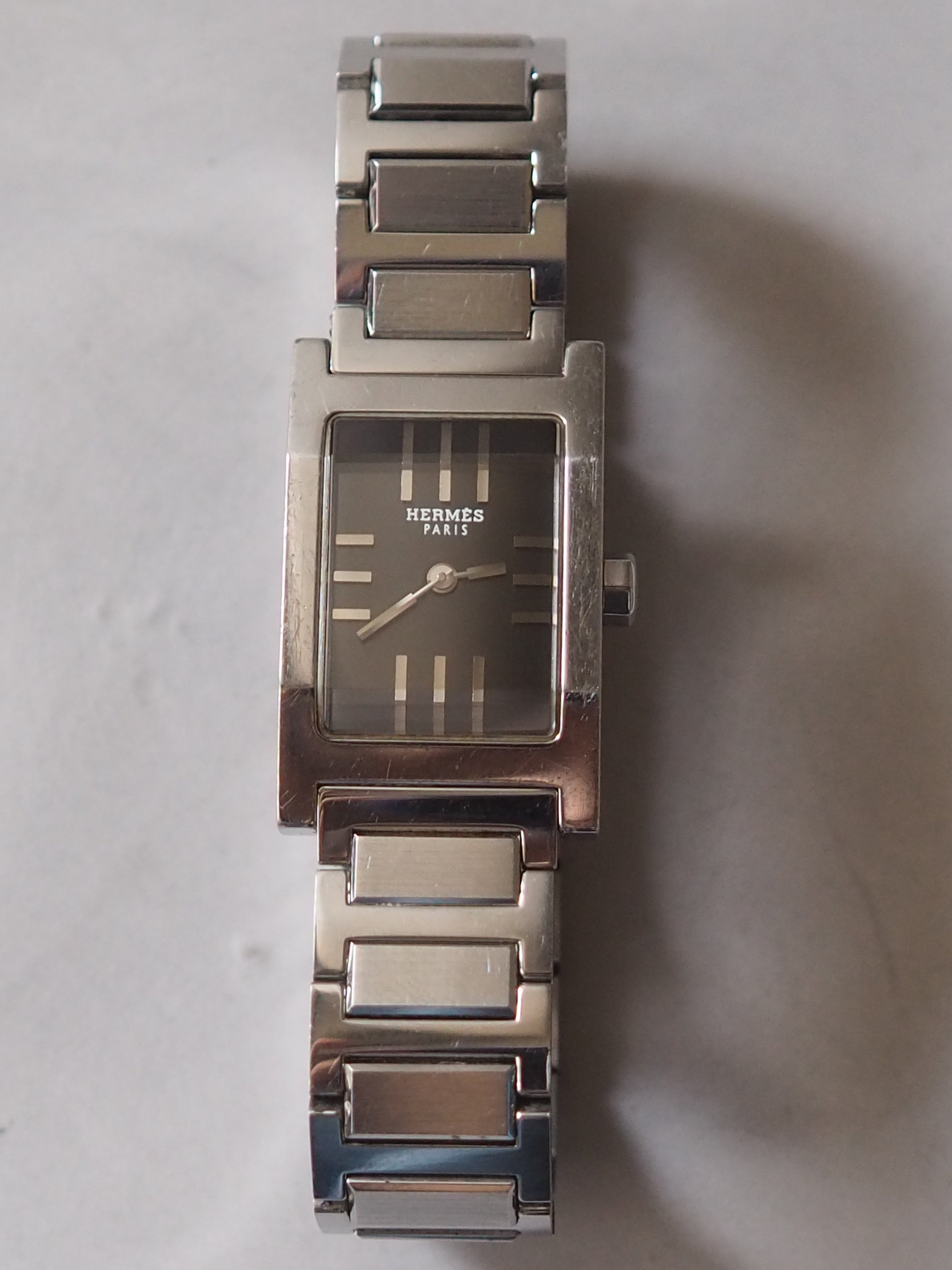 HERMES エルメス タンデム ウォッチ 腕時計 グレー 文字盤 シルバー