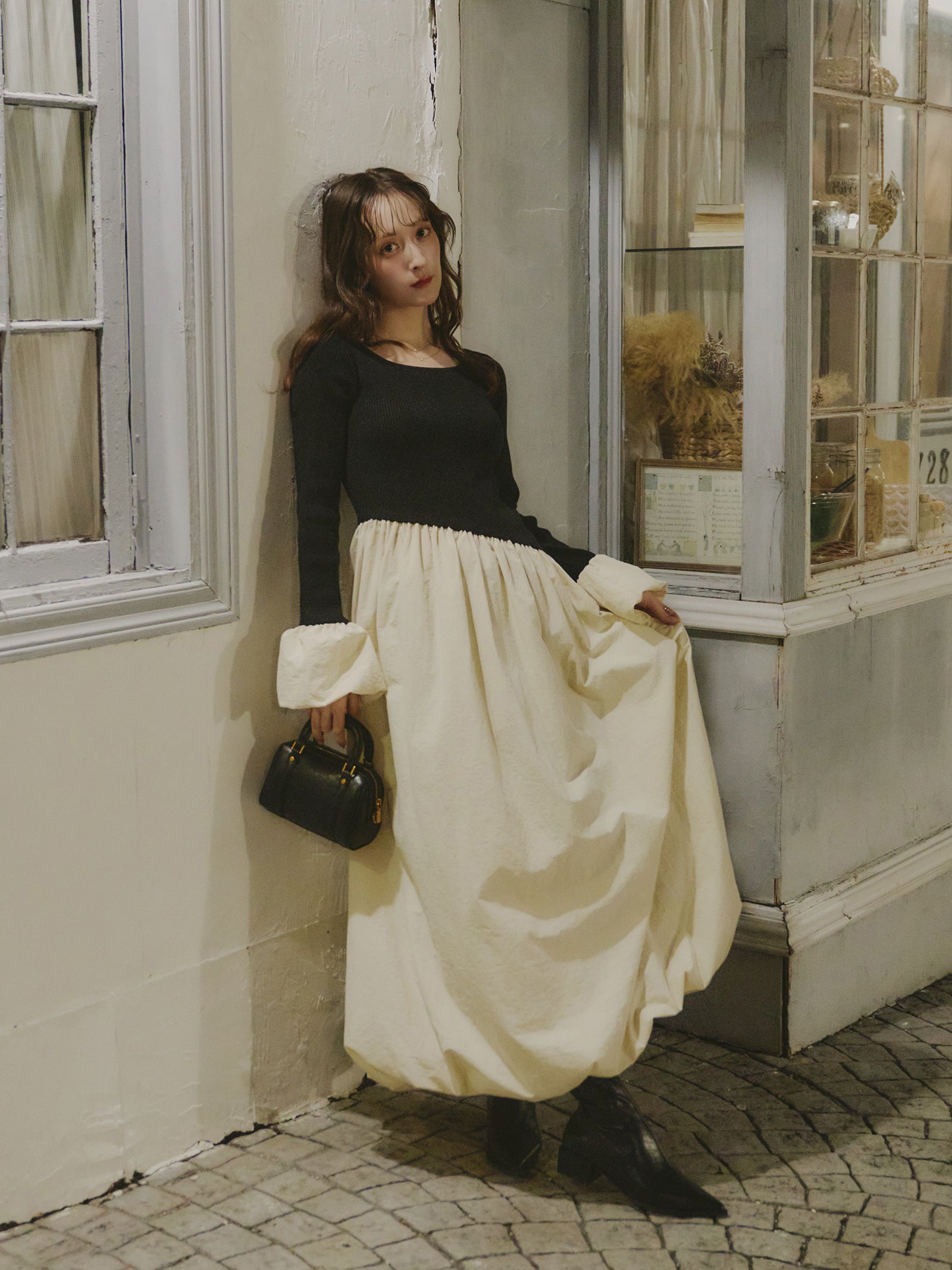 ニットドッキングバルーンワンピース