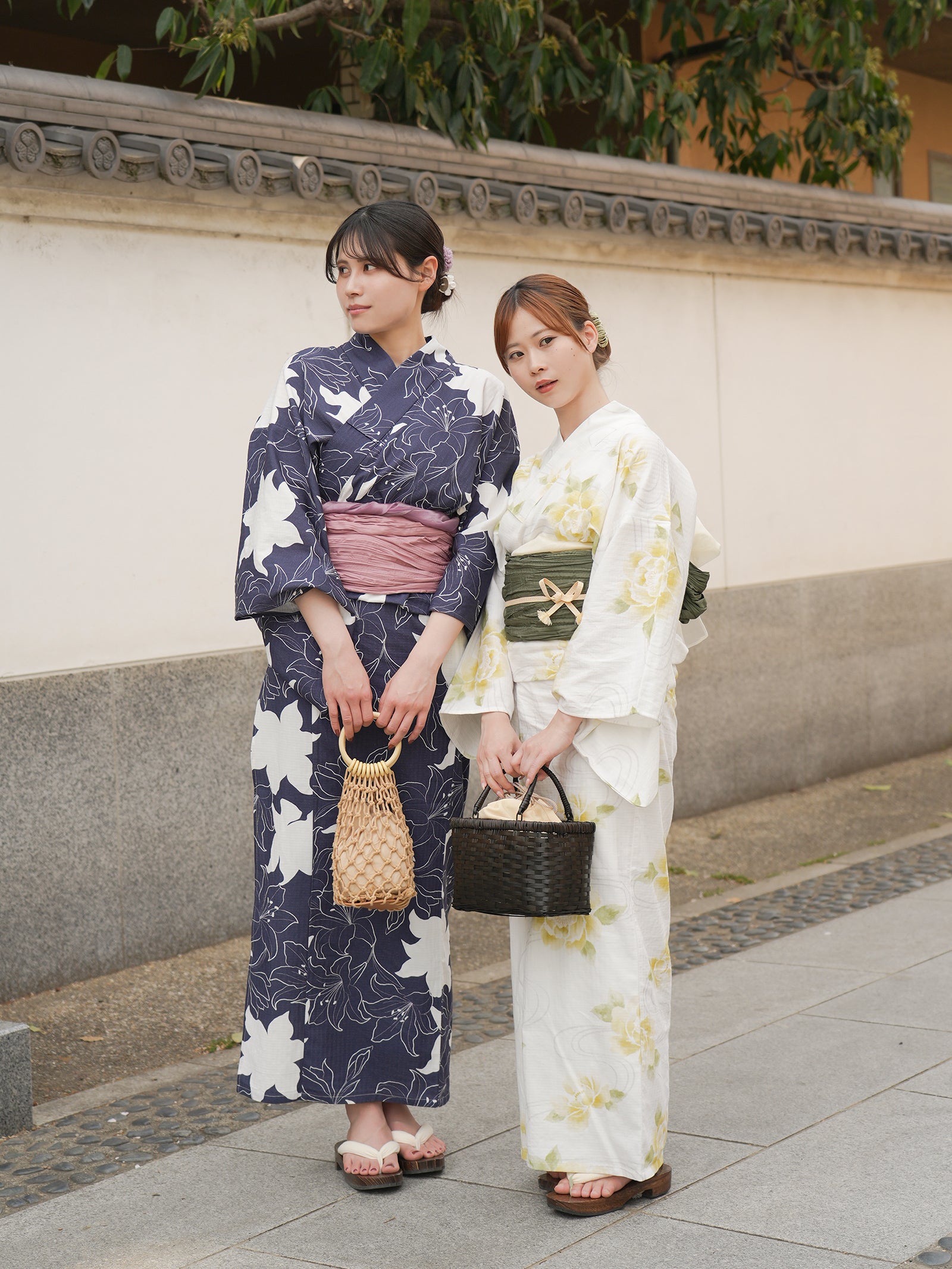 オリジナル百合柄浴衣＆帯セット