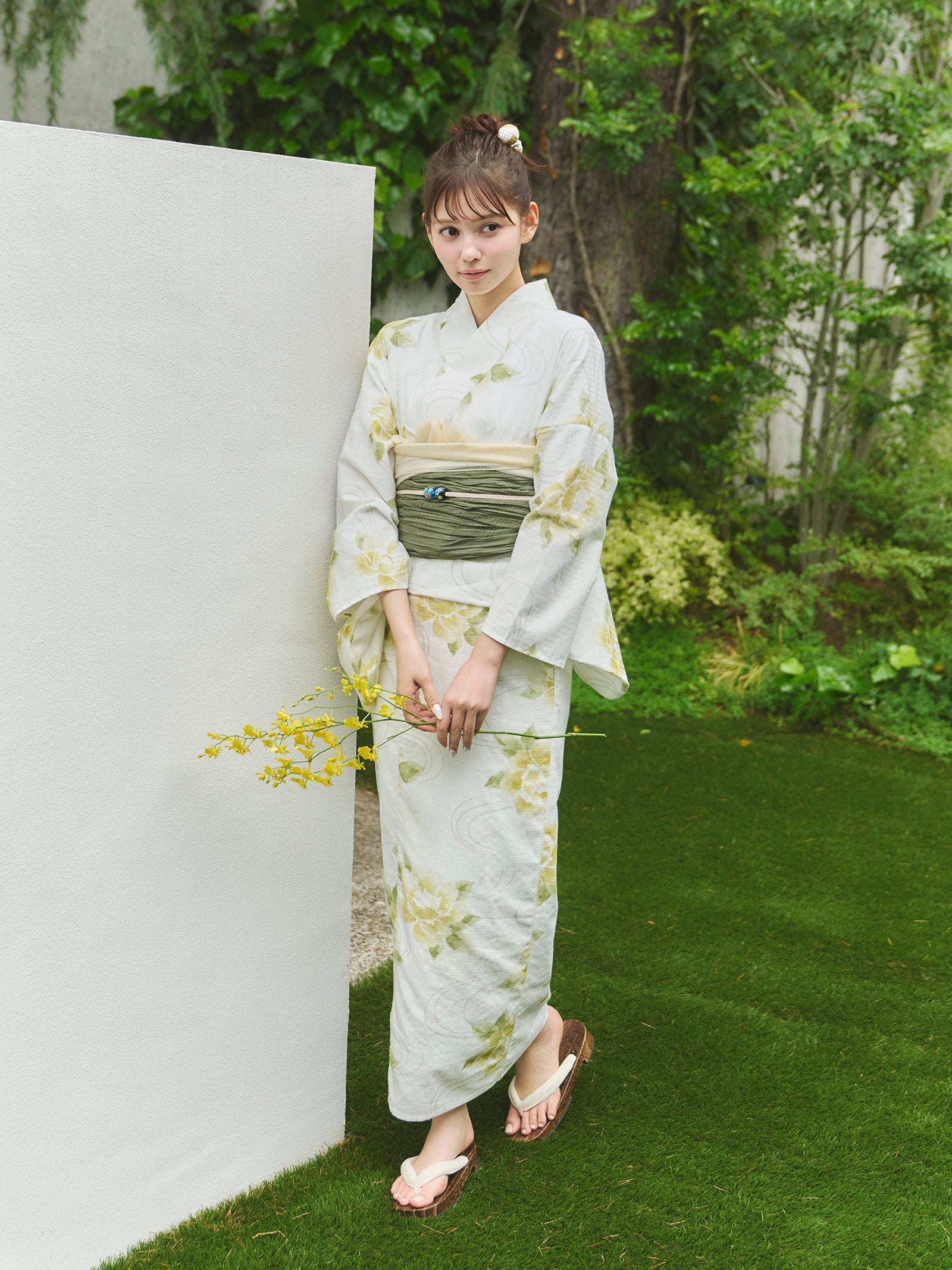 オリジナル牡丹柄浴衣＆帯セット