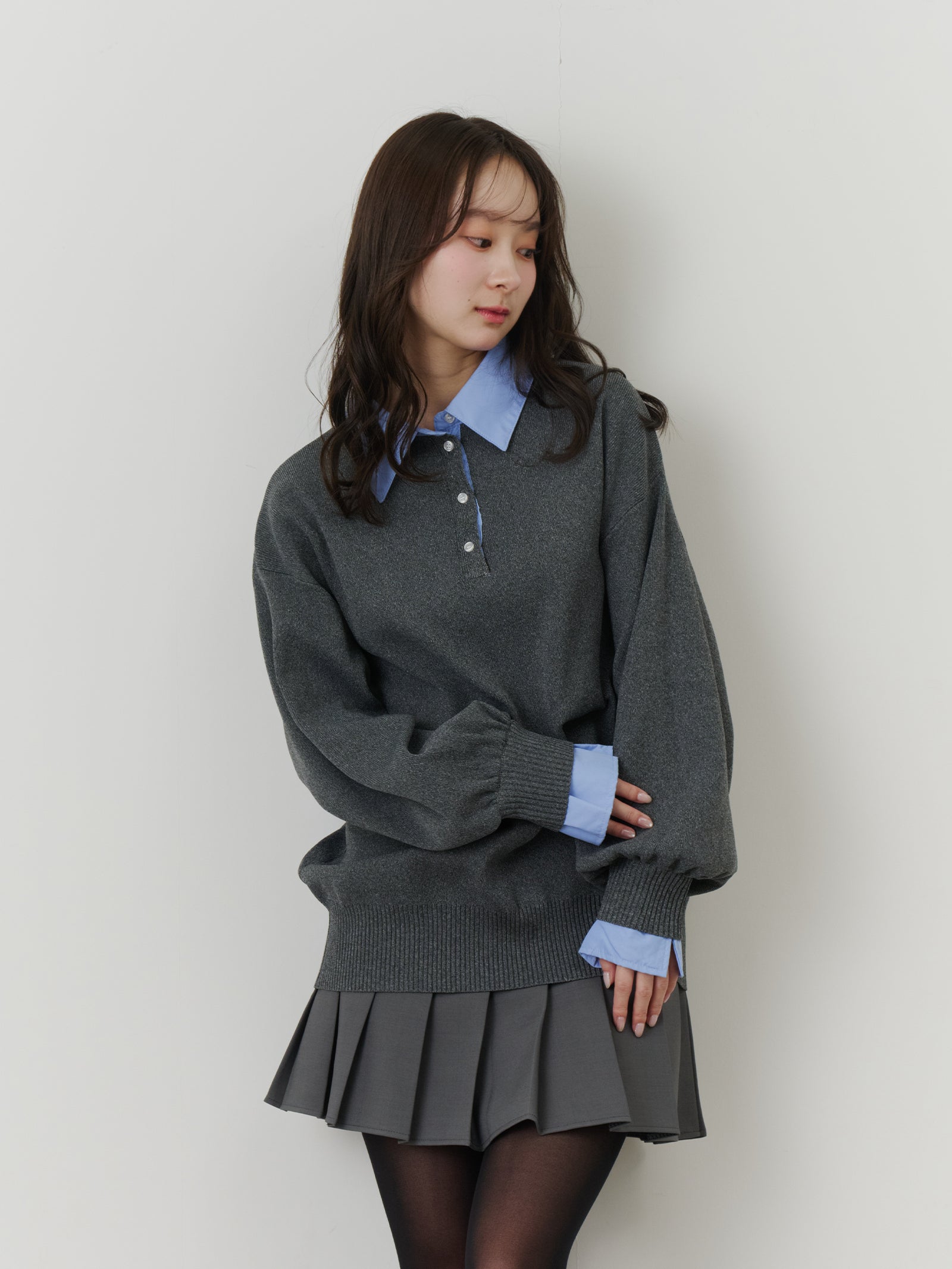 シャツドッキングポロニット