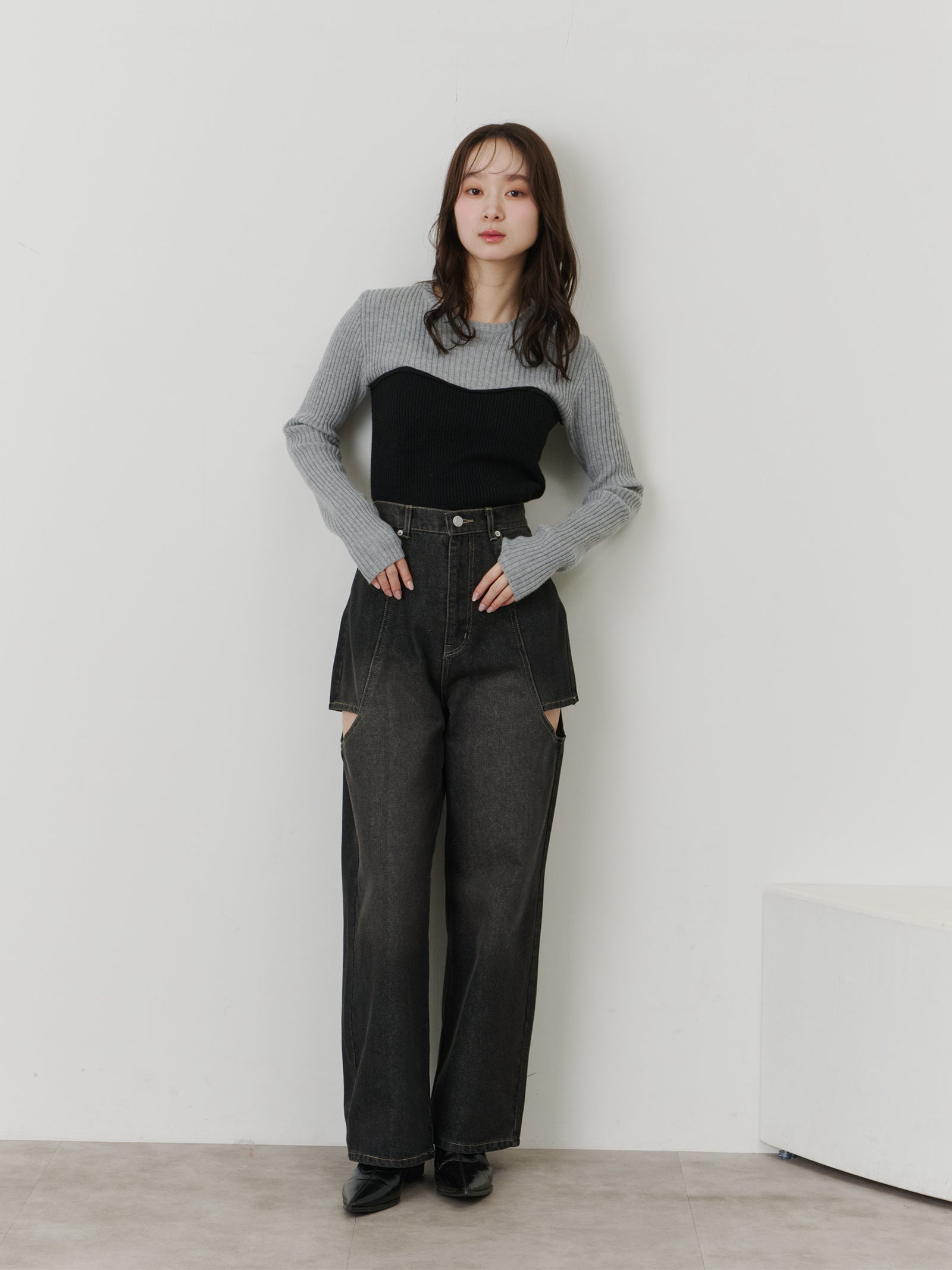 バイカラードッキングニット