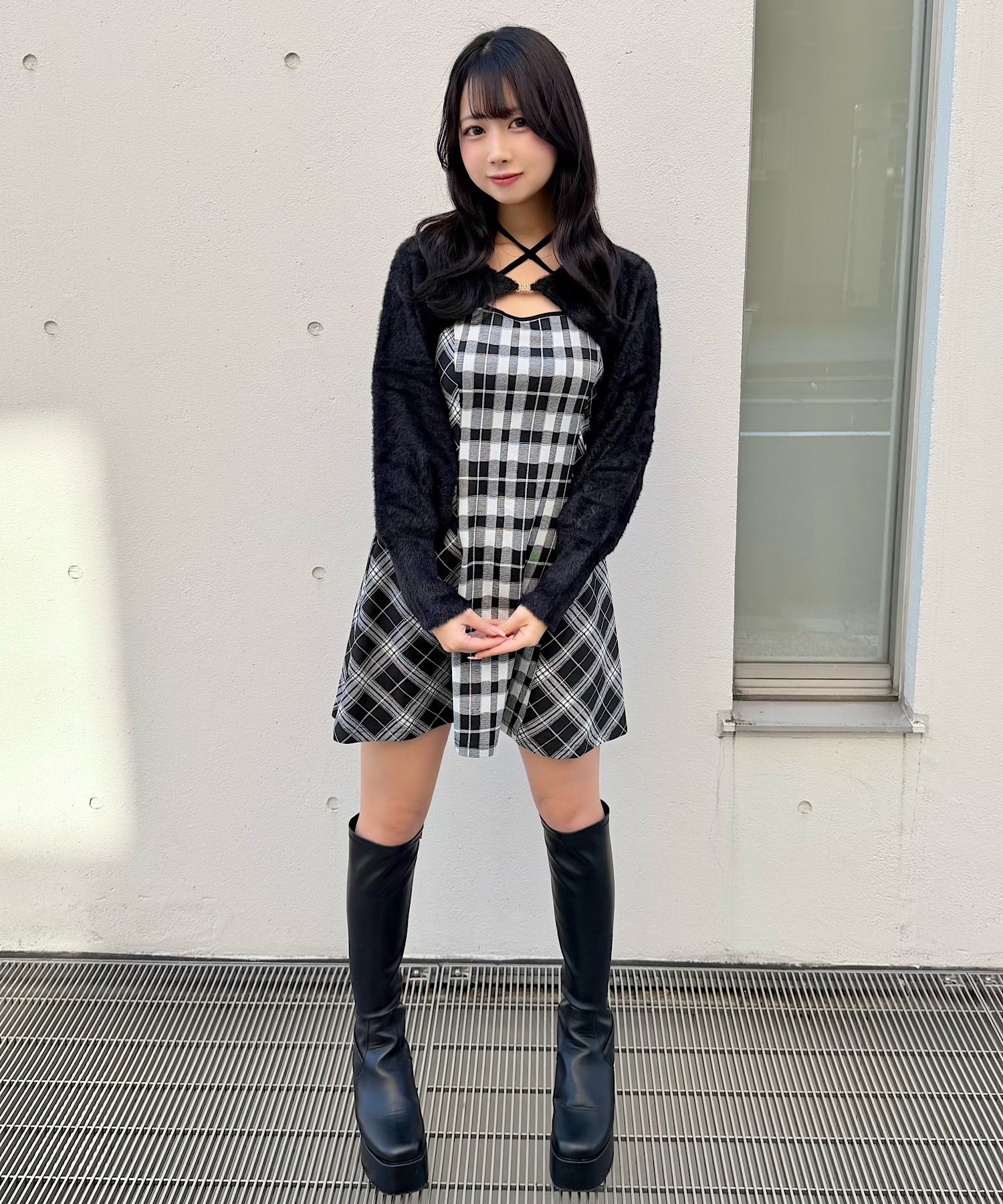 シャギーボレロミニチェックワンピース – PARK by one way（パークバイ