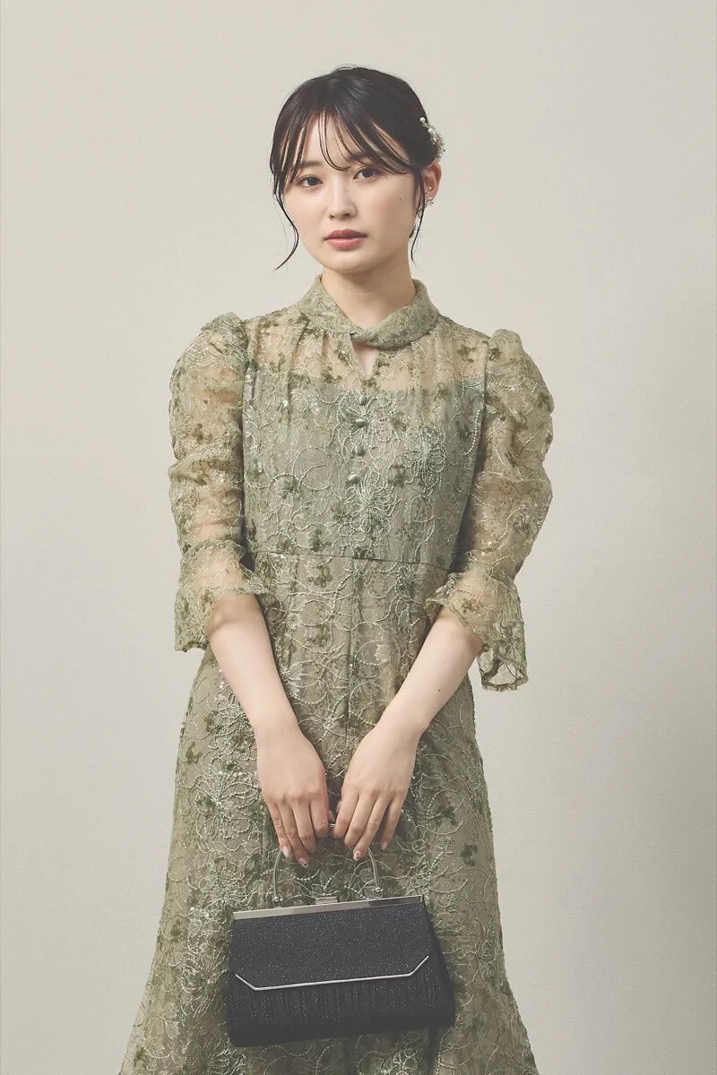 グリーンのスパンコールレースマーメイドドレス[S] Lejaのレンタル｜11