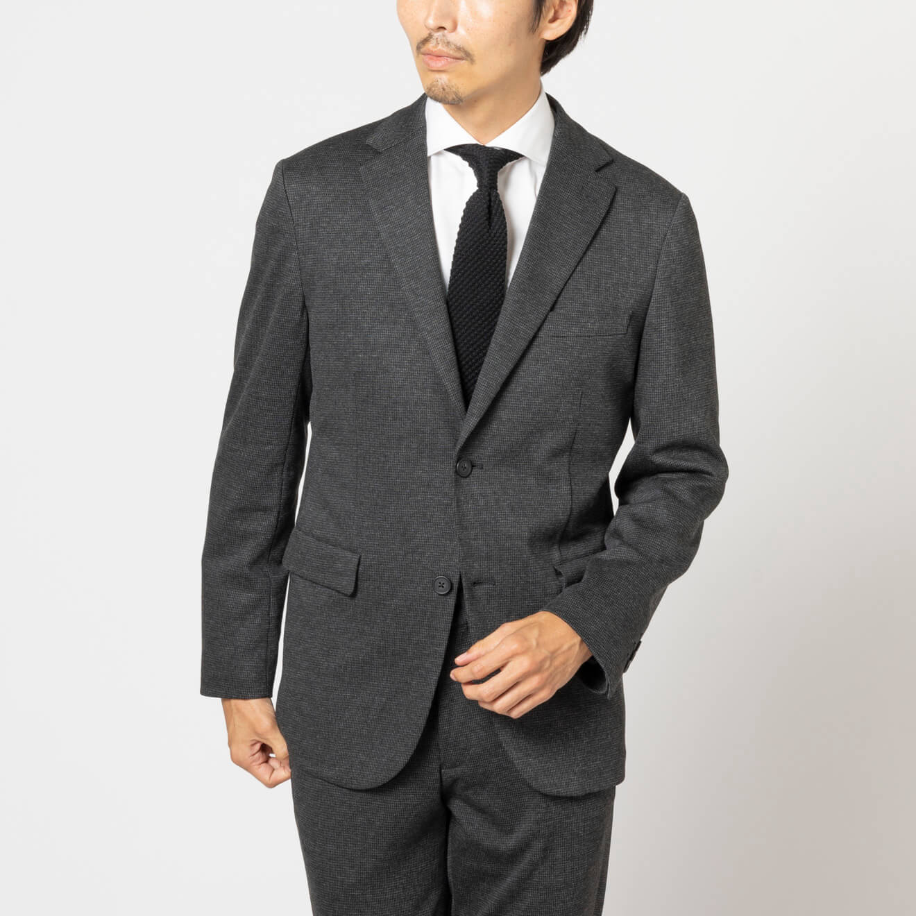 ハイゲージニットセットアップジャケット チャコール千鳥 | ONLY