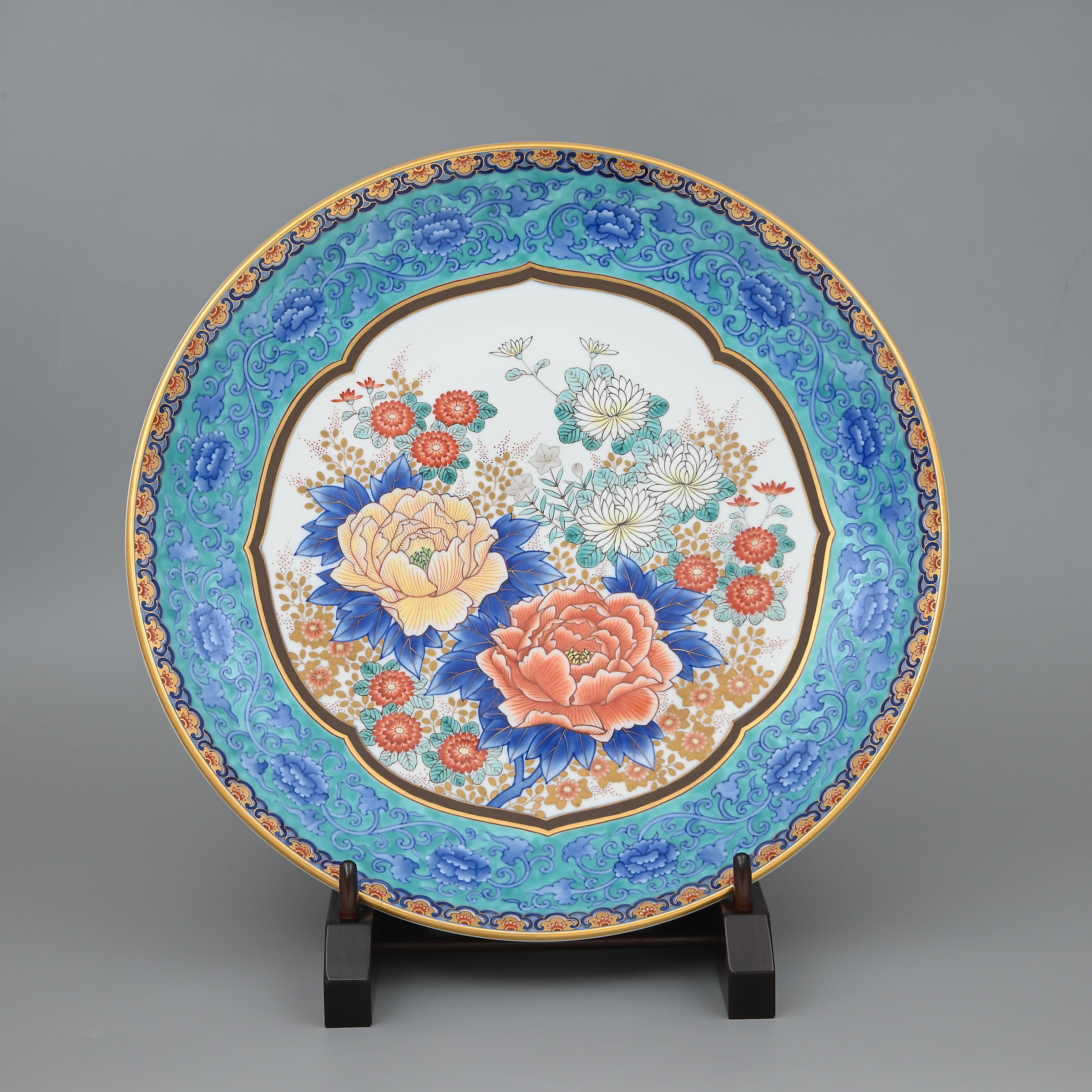 皇室御用達 有田焼 香蘭社 飾り皿 染錦菖蒲 染錦菖蒲）飾り皿|有田焼の