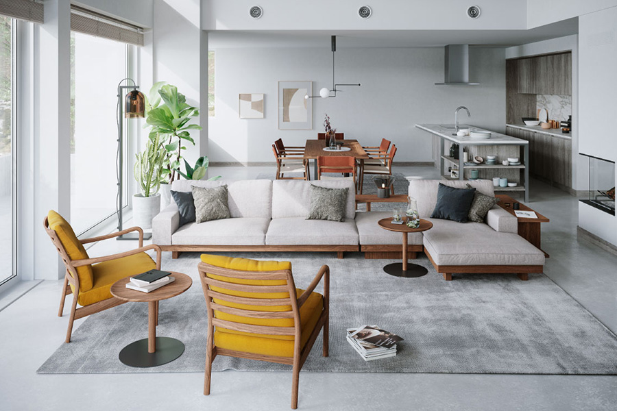 マスターウォール デニッシュソファ ワンアームカウチ 90｜家具の通販