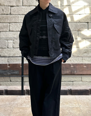 Mame Kurogouchi / Nylon Twill 3D Embroidery Flight Jacket / MM26SS