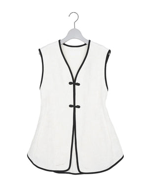 Mame Kurogouchi / Raised Jacquard Frog Button Vest / MM26SS-SH042