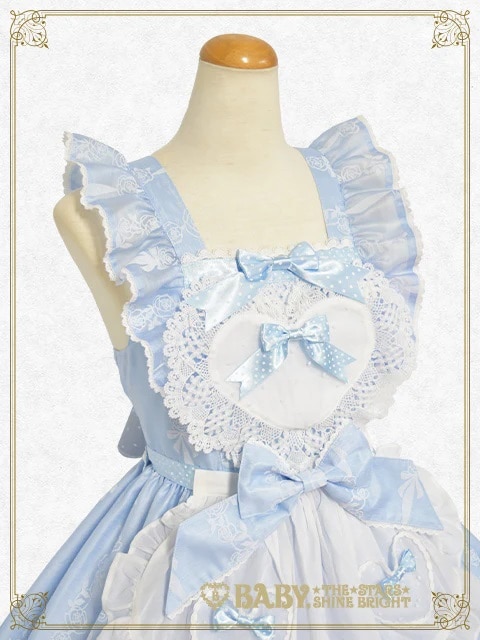 Sugar Rose Tea Time プリント エプロンジャンパースカート（サックス