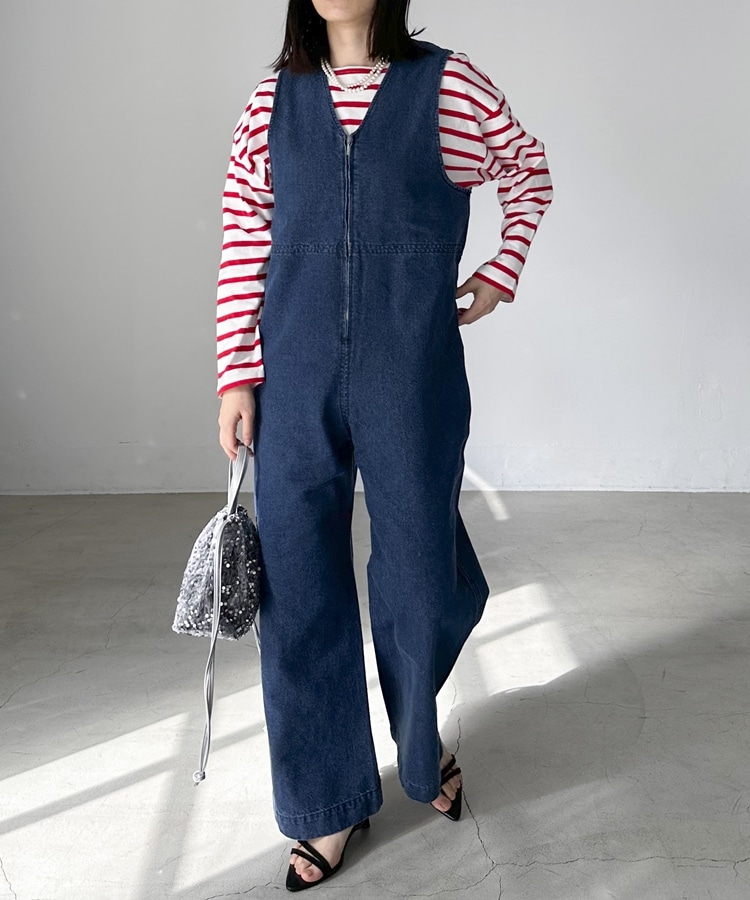 デニムサロペット(F NAVY): オーバーオール｜PMbox P&M OFFICIAL