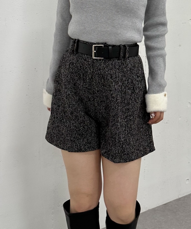 ベルト付ツイードショートパンツ(M CHARCOAL GRAY): パンツ｜PMbox P&M