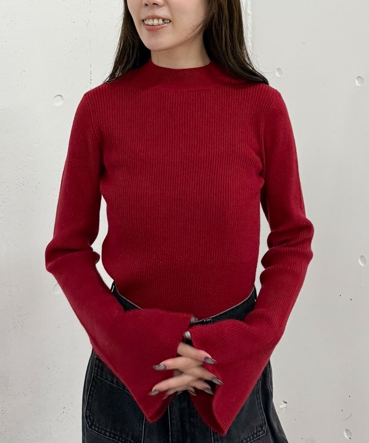 フレアスリーブリブニットプルオーバー(M RED): トップス｜PMbox P&M