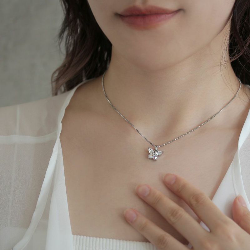 ネックレス バタフライ 蝶 ストーン メタル プチネックレス – OSEWAYA