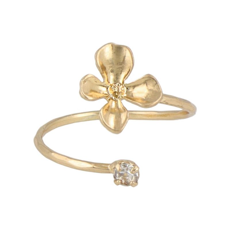 リング ニッケルフリー メタル フラワー 花 ストーン フリーサイズ