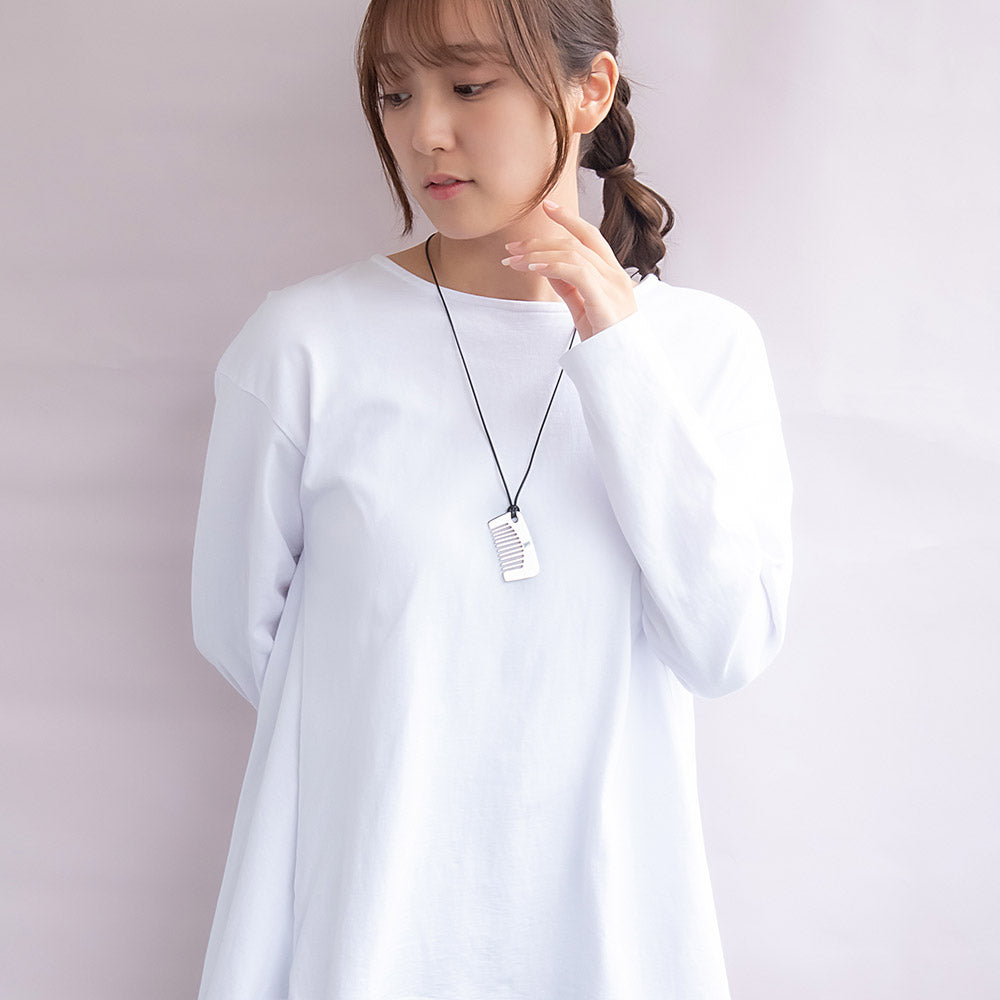 ネックレス レクタングル コームモチーフ ステンレス ワックスコード