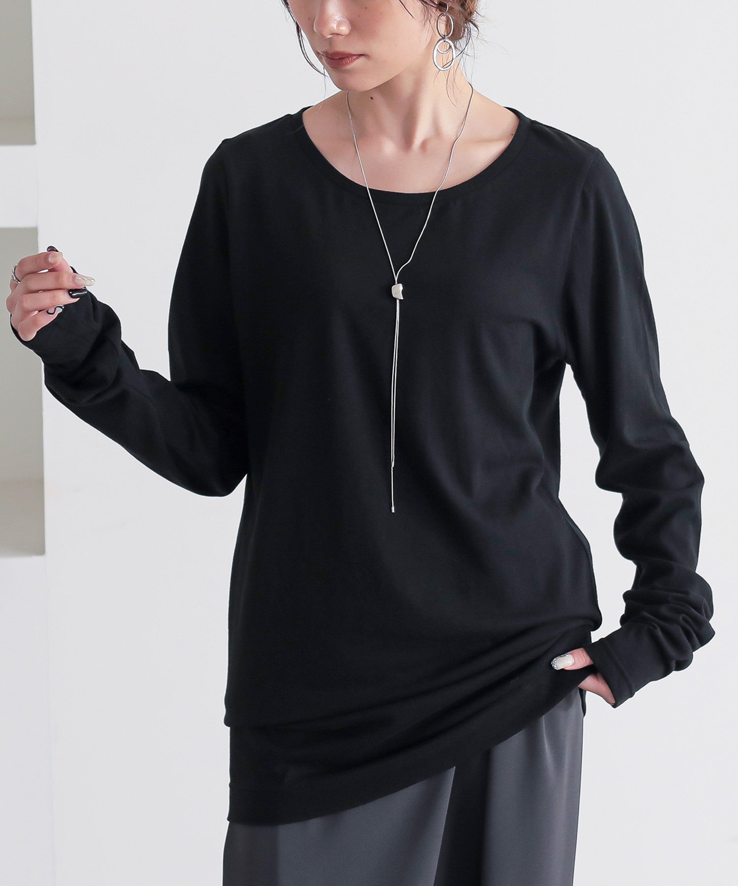 n'OrLABELシンプルきれいめネックゆるっとロンT』